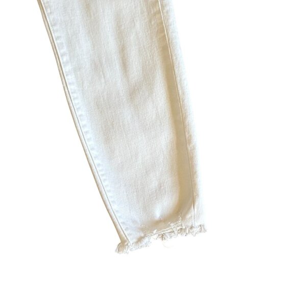 KanCan Button-Fly Skinny Jeans W/ Distressed Bottom-White-Sz 11 - Picture 2 of 6